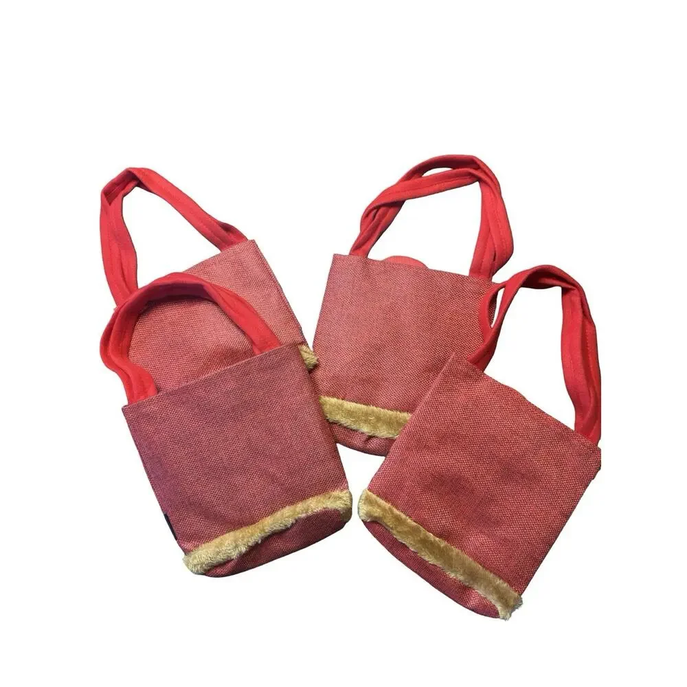 Set of 4 Christmas Gift Treat Bags Santa Snowman Reindeer Bear Holiday Tote‎